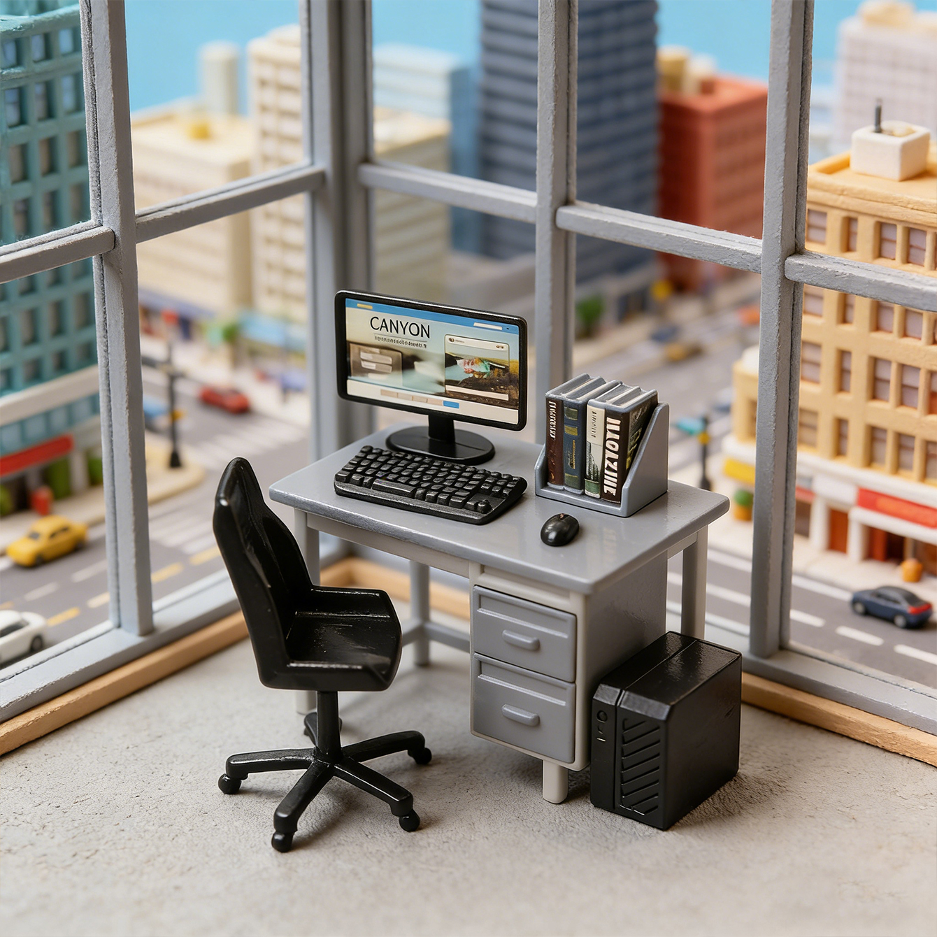 Office Furniture Table - Miniature desk computer set: mini simulation