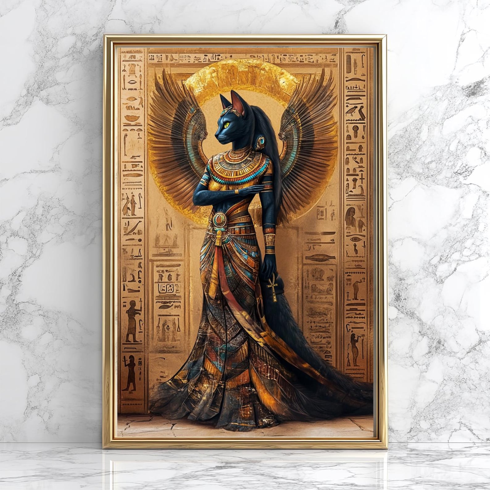 Office Furniture Design - 1pc Retro Abstract Goddess Bastet Canvas